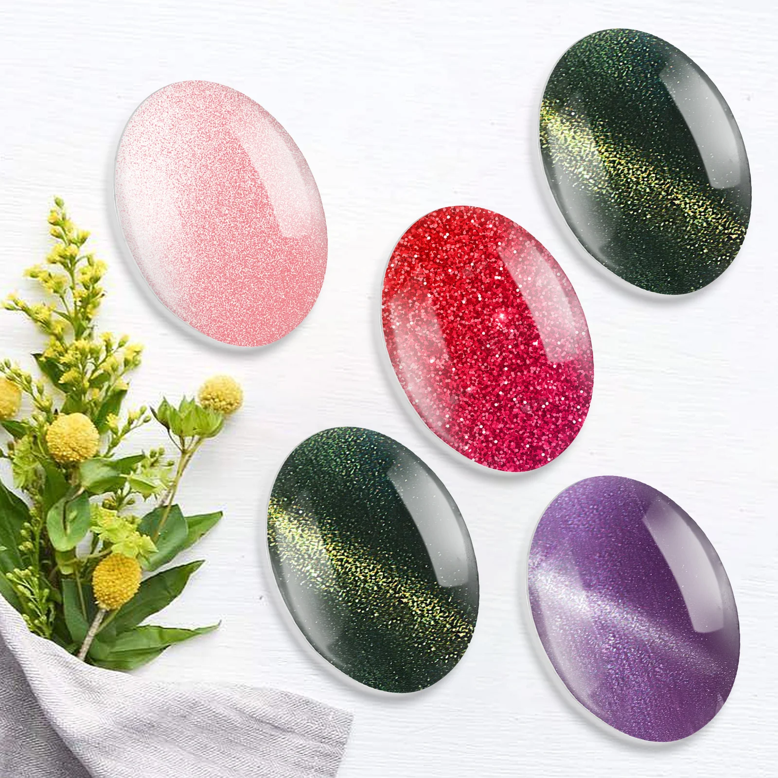 

30Pcs Glass Clear Nail Color Beads Nail Art Display Polish Chart Nails Tip Display Holder Manicure Tool