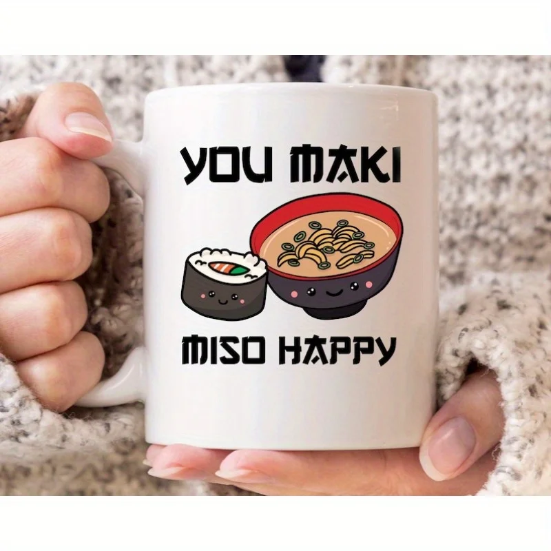 Taza feliz You Maki Miso, divertida taza de café Maki para amantes de Miso, idea de regalo de fideos Miso para hombres y mujeres, taza de sopa feliz