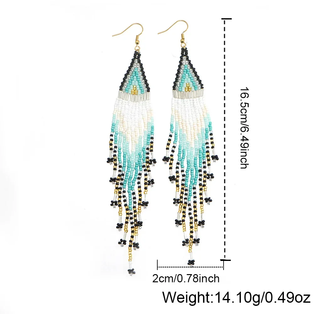 بوهيميا سبيكة مطرز شرابة الأقراط الحياكة اليدوية الهندسة تصميم بسيط الأرز حبة الأصالة الأذن المجوهرات #6