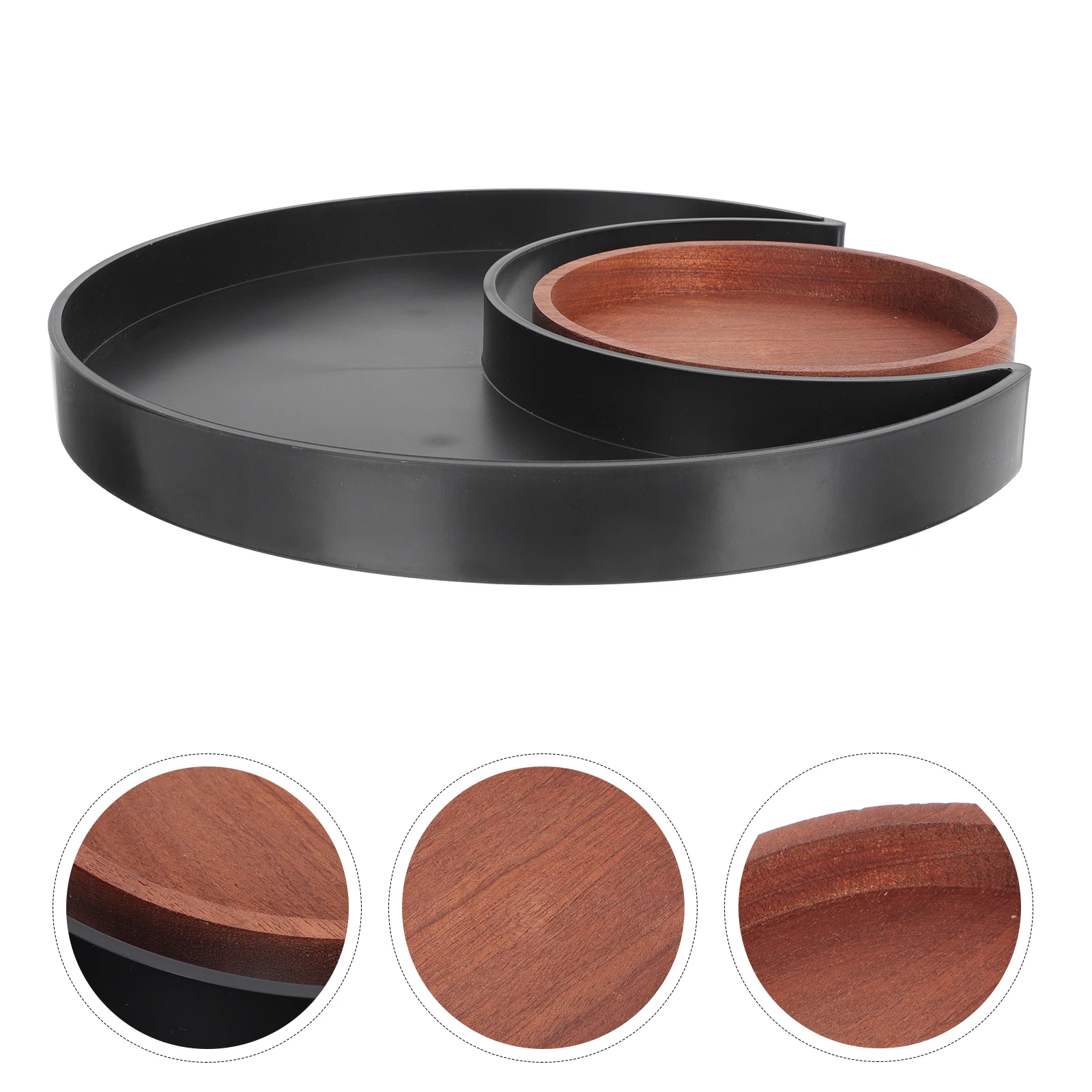 

Wooden Moon Round Shape Home Essential Oil Stone Tray Decor Storage Jewelry Display ABS Material Practical