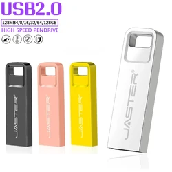 JASTER Mini Metal USB Flash Drive 128GB Golden Memory Stick 64GB Prezent biznesowy Pen Drive 32GB Szybki dysk U 16GB do laptopa