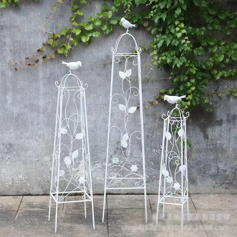 124/100/80cm Metal Garden Tower Obelisk for Vine Rose Flower 3pc/set Patio Yard Climbing Plants Support Trellis for Pots