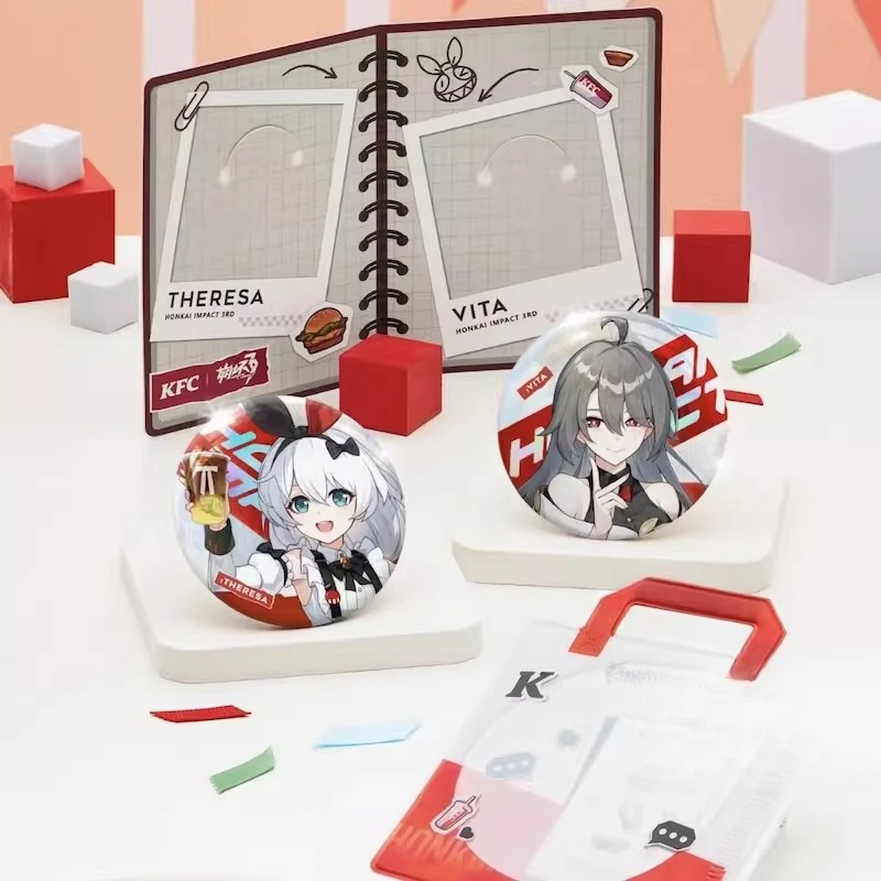Genuine KFC X Honkai Impact 3rd Official Merch Theresa Vita Badge Standee Laser Card Postcard Cup Sleeve Anime Gift In Stock