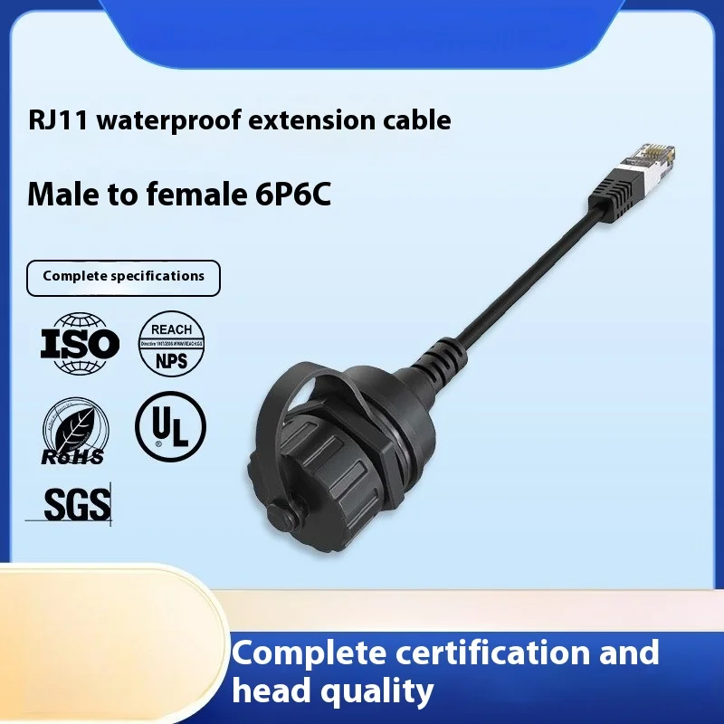 

RJ11 6P6C IP67 Waterproof Extender - Male to Female Panel Mount Telephone Cable