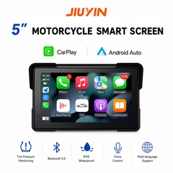 5 inch Portable Motorcycle Display IPX7 Waterproof Monitor Bluetooth For Wireless  Carplay Android Auto Dual Recorder Navigation