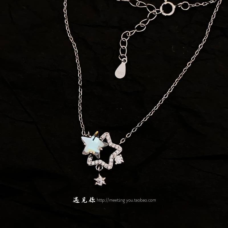 أنيمي الحب والفضاء العميق Xavier الانطباع الرياح ستار سلسلة 925 قلادة فضية تأثيري الكرتون جمع حلية هدية عيد الميلاد