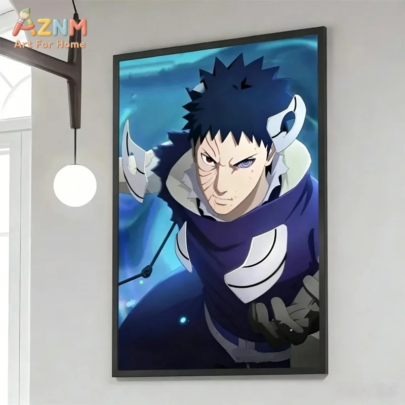 AZNM Naruto Uchiha Obito Tobi Anime Canvas Painting Akatsuki Character Wall Art Poster Home Living Room Decor Canvas Print Gift - view 6