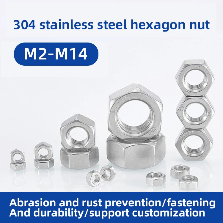 15pc 304 Stainless Steel Hex Hexagon Nut High Quality Outer hexagon Nut Multi specification