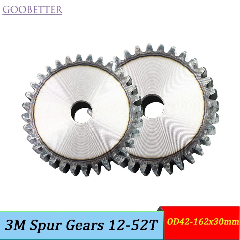 Ingranaggi cilindrici 3M 12-52T OD42-162mm x30mm 45 #   Precisione industriale in acciaio personalizzata per sistemi di azionamento dei motori