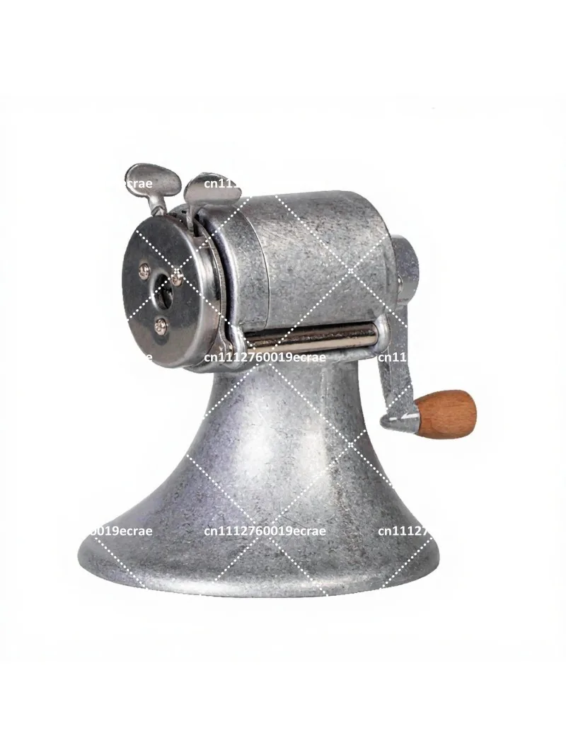 Vintage Hand Crank Pencil Sharpener with Wood Handle for Classroom Office