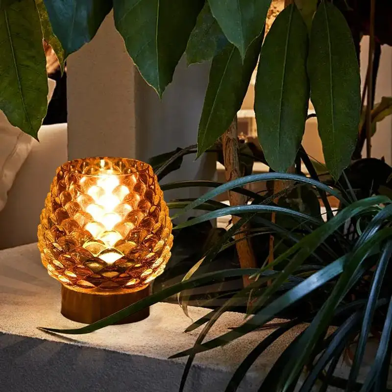 LED Night Light Outdoor Ambient Light Battery Powered Portable Pine Cone Shaped Nightstand Ambient Light For Kids All Ages