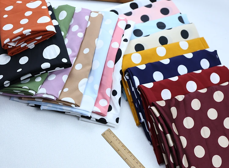 Micro Stretch Polka Dot Print Chiffon Fabric By The Meter for Clothes Dress Skirts Sewing Soft Opaque Textile Sag Cloth Summer