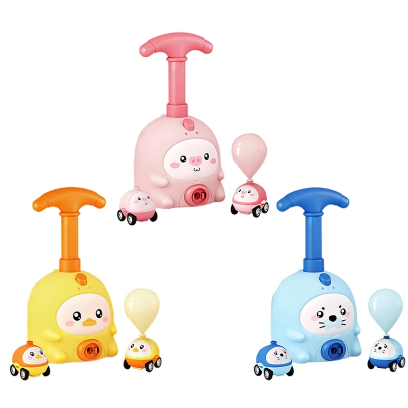 Power Balloon Car Toy Aerodynamic Fun Ball Car Hand Push Inflator Air Pump Vehicle Educational Gifts For Kids