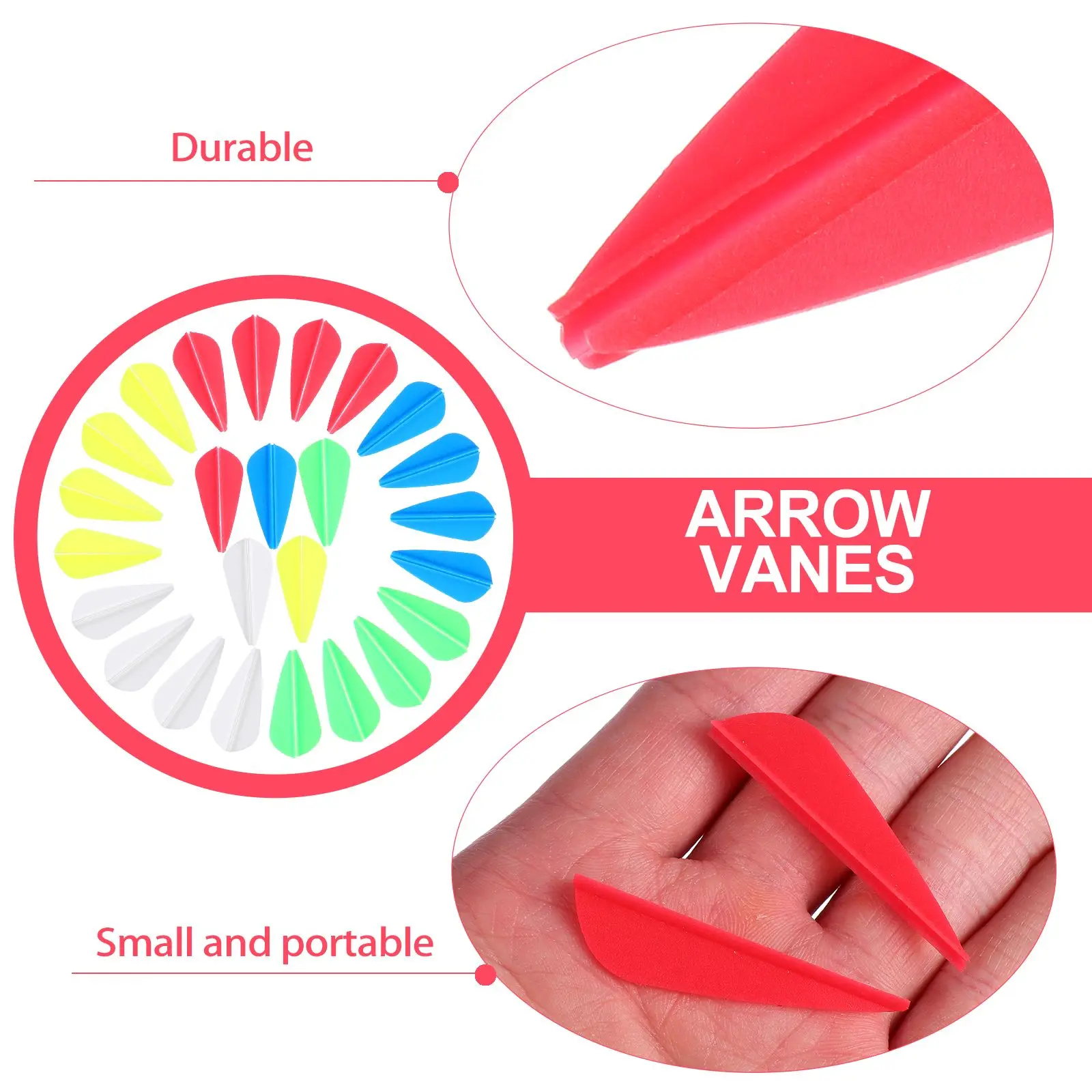 

50pcs Arrow Vanes Rubber Fletchings Archery Supplies Water Drop Shaped Durable High Quality Bright Color Easy to Use