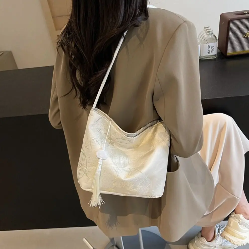 Fashion New Chinese Style Shoulder Bag Retro Portable Messenger Bag Large Capacity Gift Totes Bag