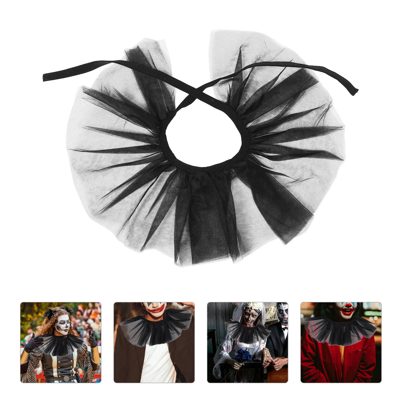 

Fake Collar Accessories Cosplay Shawl Halloween Clown Ruffle Costumes Mesh Neck Woman