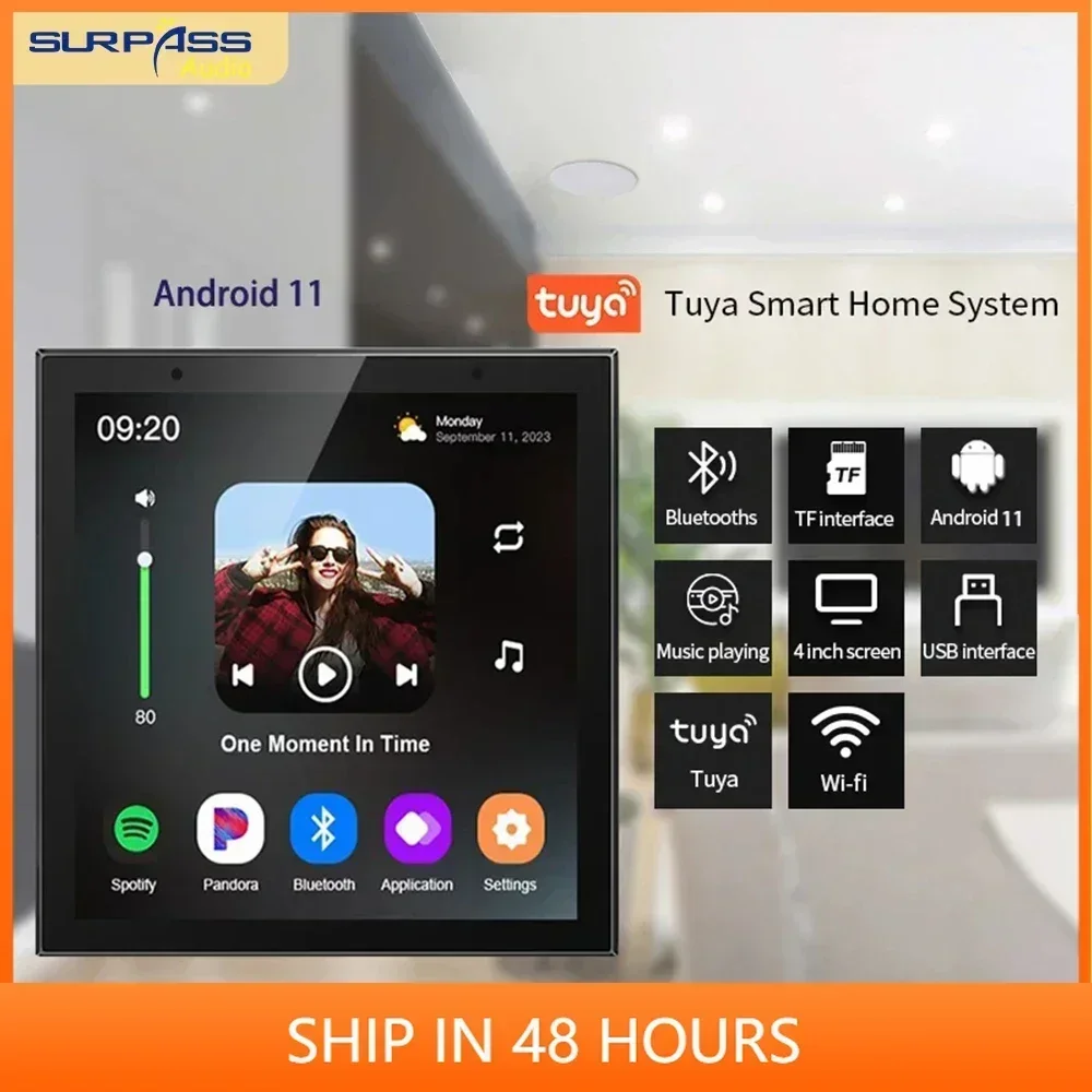 Smart Home Wall Amplifier Android 11 System 8ohm 4 Inch Tuya WiFi Amplificador Alexa Remote Control with Full Range Speakers Set