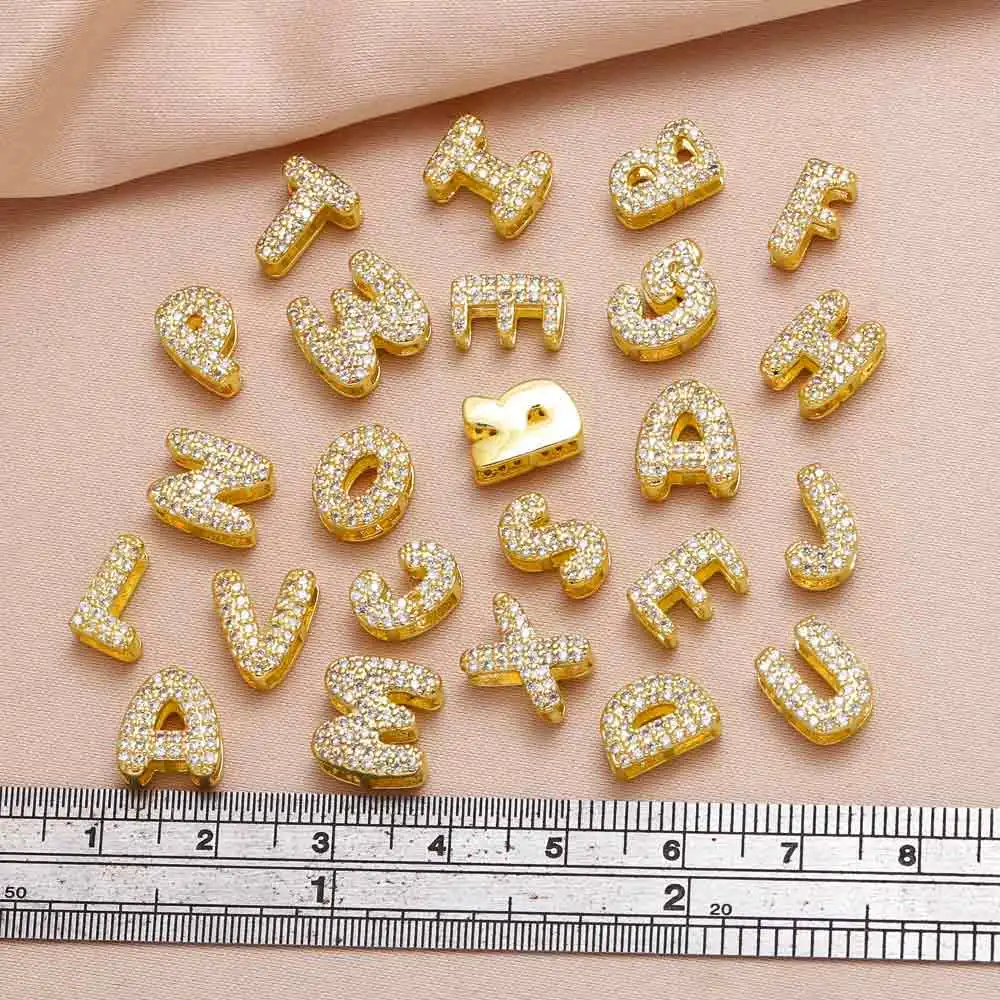 OCESRIO Crystal Small 26 Letters Charms for Bracelet Copper Gold Plated Initial Name accesorios de joyería envio gratis chma283
