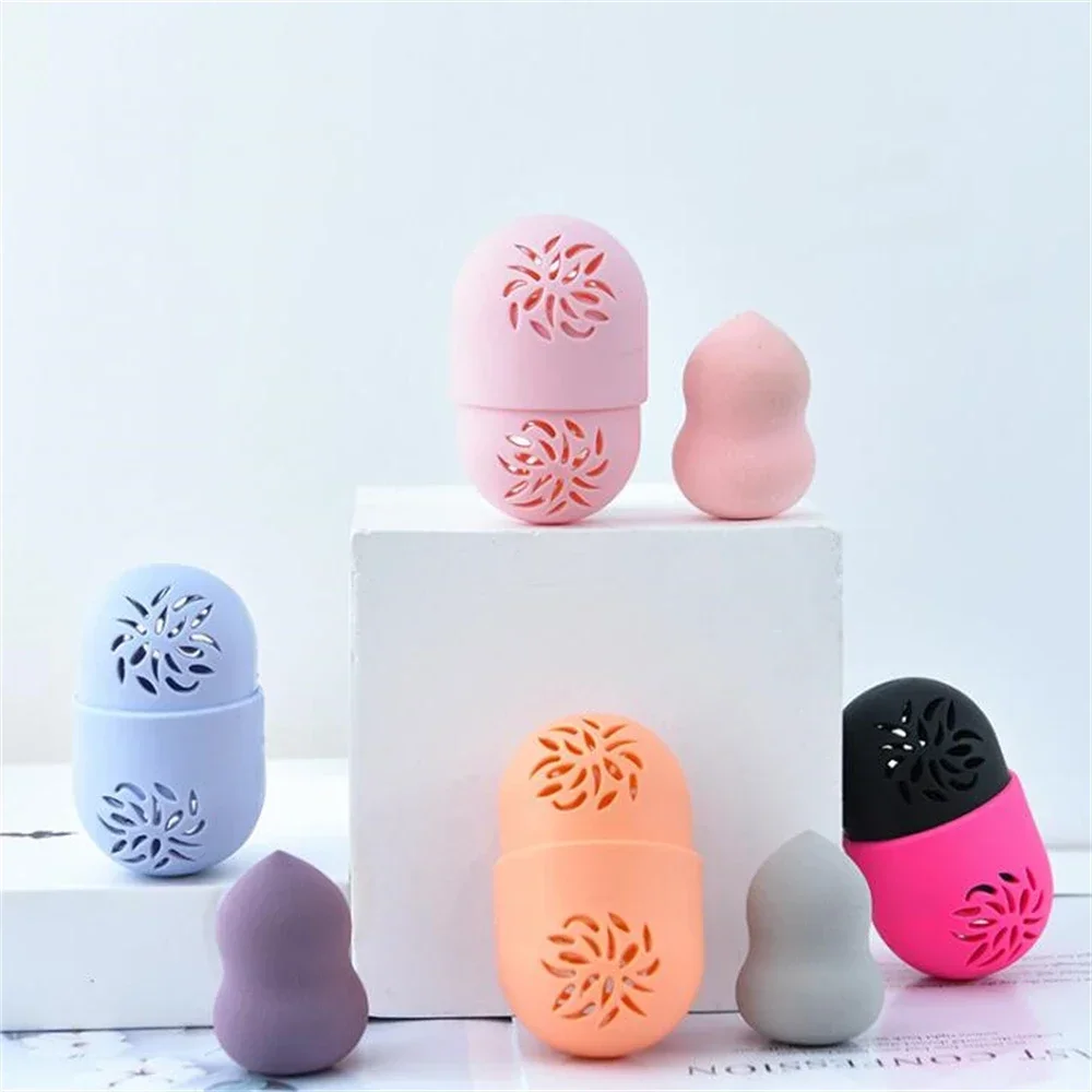 1Pc Portable Silicone Beauty Sponge Storage Box Makeup Blender Holder Cosmetic Puff Cleaning Drying Case Make Up Accessories