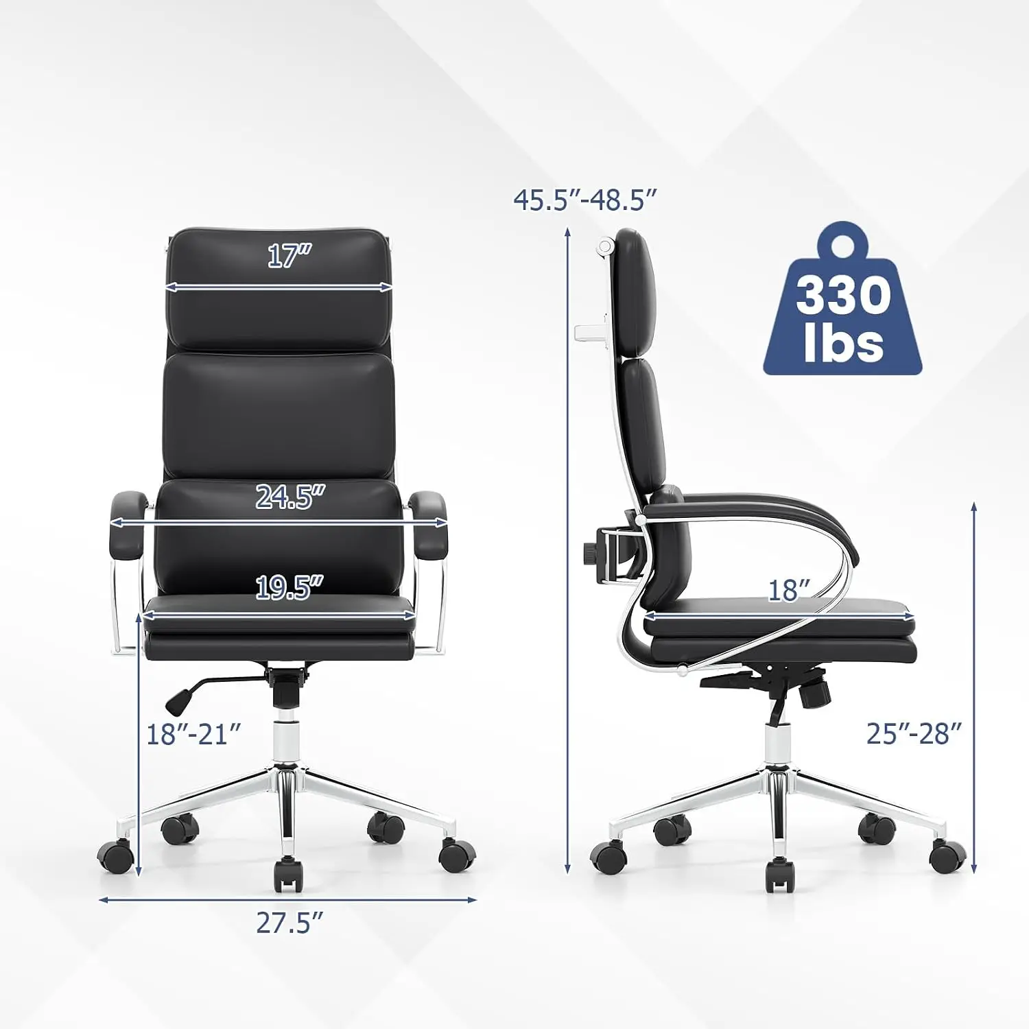 Ergonomic Leather Office Chair High Back Adjustable Height Rocking Lumbar Support Cushioned Seat Armrests Home, Customized
