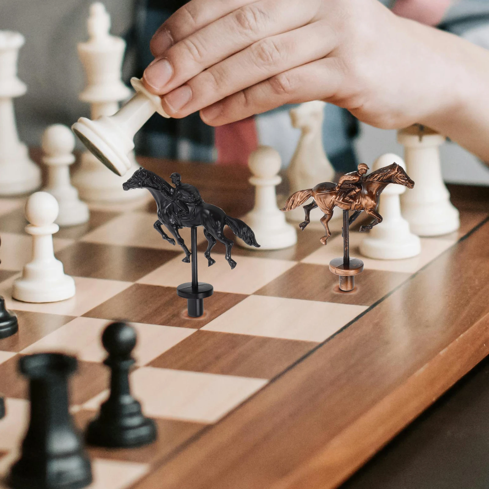 

2 Pcs Horse Racing Chess Pieces Board Game Figurines Checkerboard Alloy for Replacement Figure