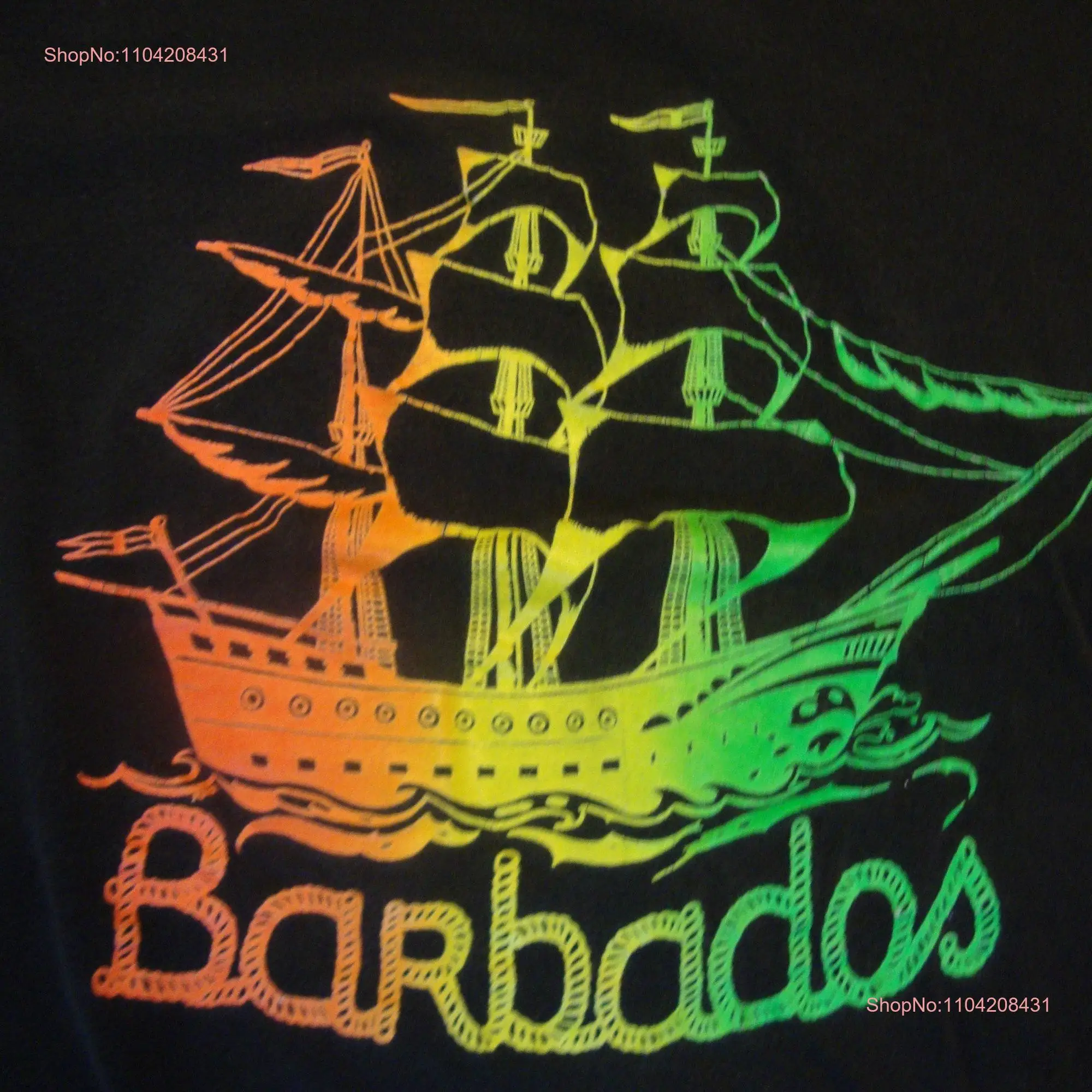 Vintage 90's Barbados Black T Shirt Size L long or short sleeves