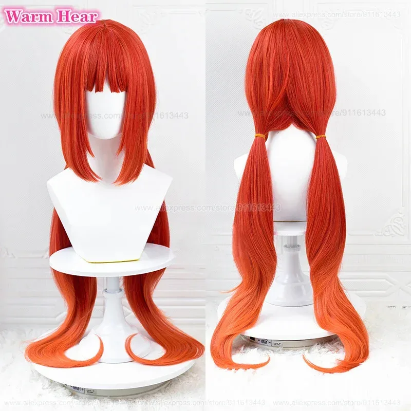 

Игра Nilou Синтетические 95 см Длинные Двойные Конский Хвост Оранжевый Красный Косплей Аниме Термостойкие Волосы Парики Для Хэллоуина + Кепка Для Парика