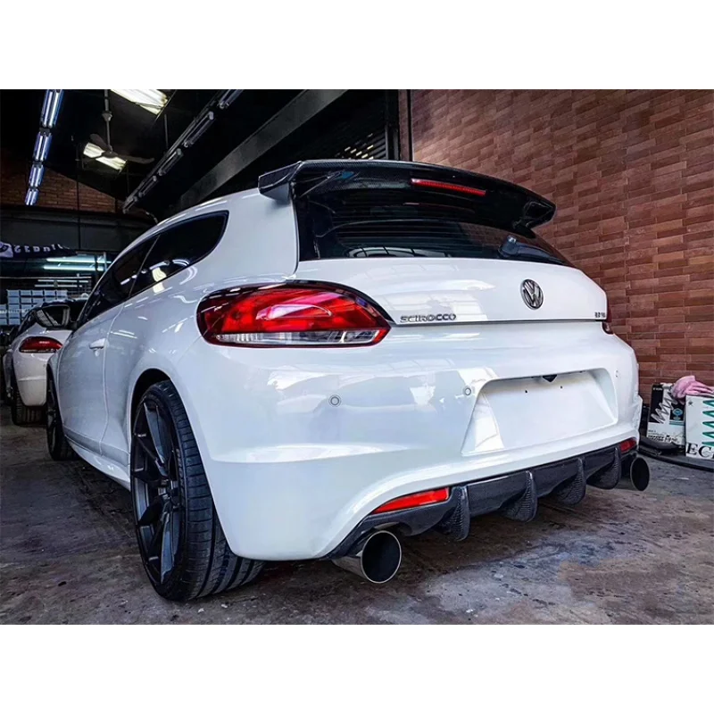 Rear Trunk Roof Lip Wing Window Spoiler for Volkswagen VW Scirocco 2008 - 2017 Non for R Rline Carbon Fiber / FRP Car Styling