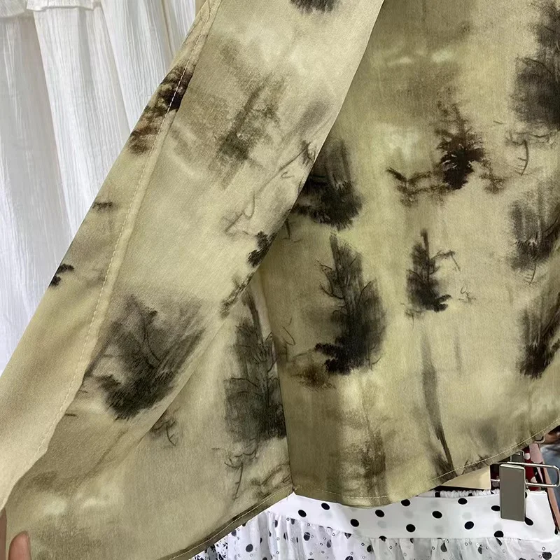 Rokken Dames Tender Charm Dagelijks Inktdruk Chiffon Ulzzang Vetersluiting Elegante eenvoudige kleding Zomer Vrije tijd Artistiek Stijlvol