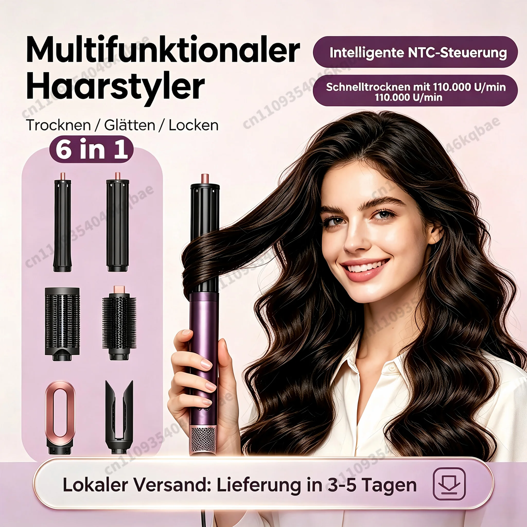 SenCiciMen 6-in-1 Luftstyler & Haartrockner mit Auto-Wrap-Lockenwickler, Warmluftbürste und Glättbürste für schnelles Trocknen, Locken, Volumen, glatte Blowouts und Frizz-Kontrolle – Styling-Tool