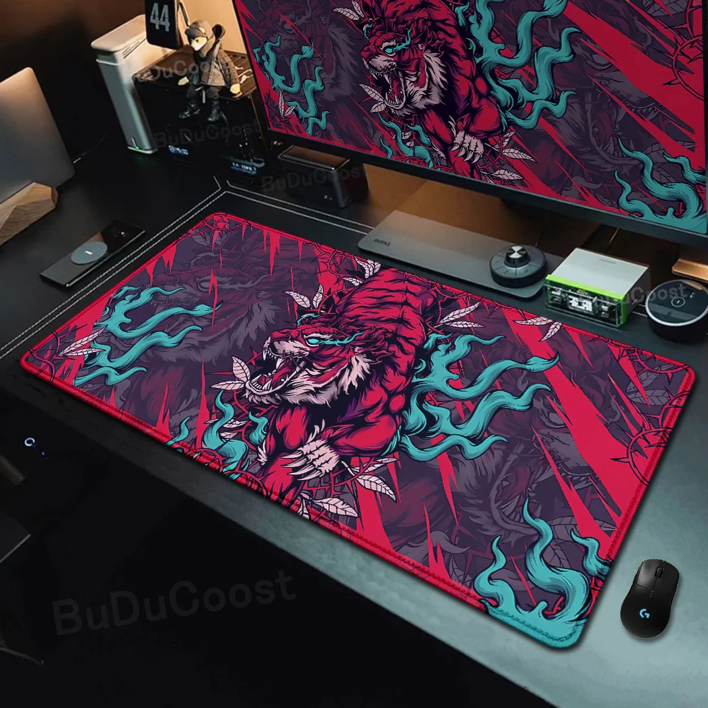 

Anime Tiger Mouse Pad Large Size Laptop Computer Lock Edge Desk Mat Rubber Mousepad Gamer Carpet Gaming Accessories Keyboard Mat