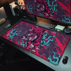 Anime Tiger Mouse Pad Large Size Laptop Computer Lock Edge Desk Mat Rubber Mousepad Gamer Carpet Gaming Accessories Keyboard Mat
