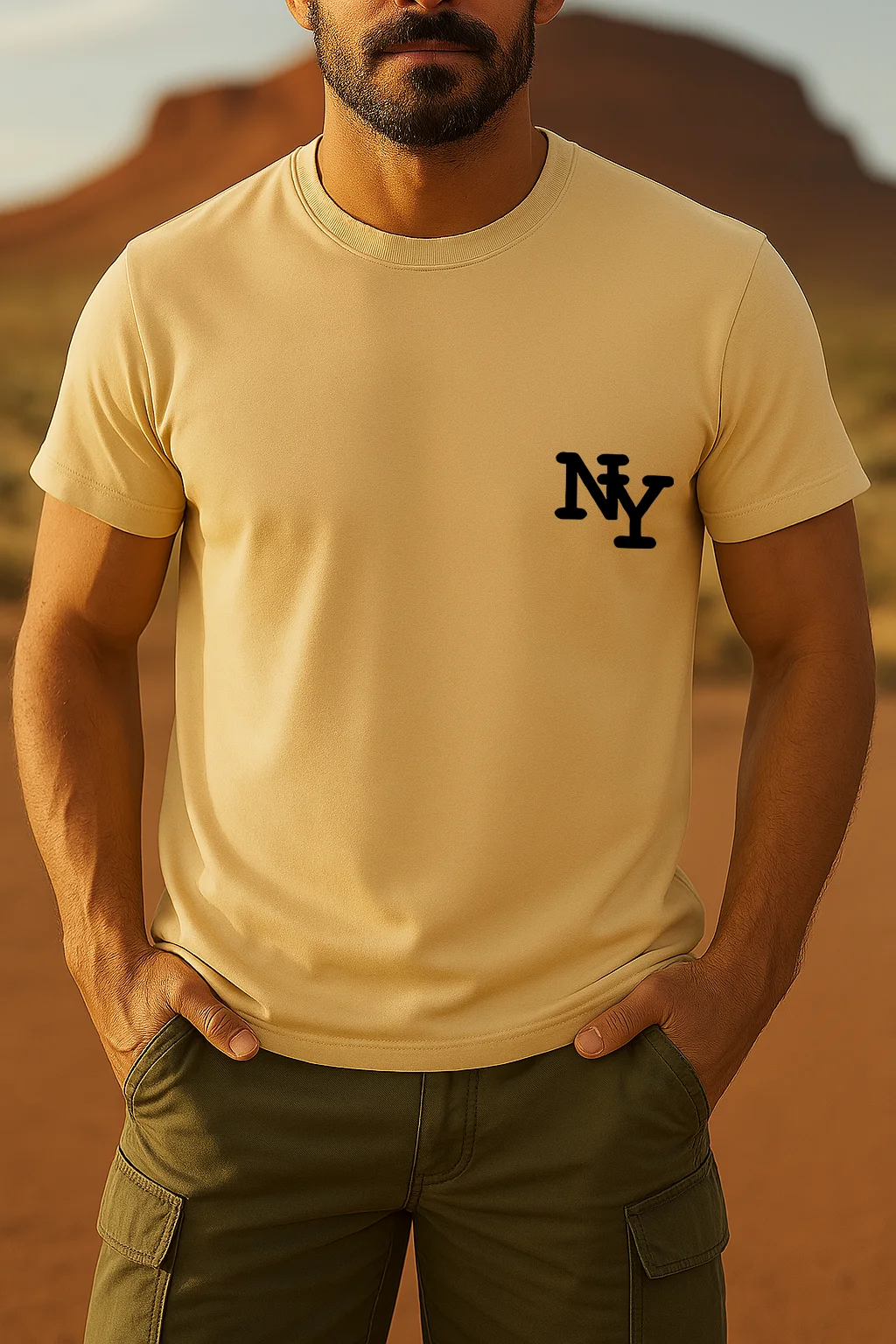 Men's summer casual sports short sleeved NY letter printed comfortable round neck T-shirt
