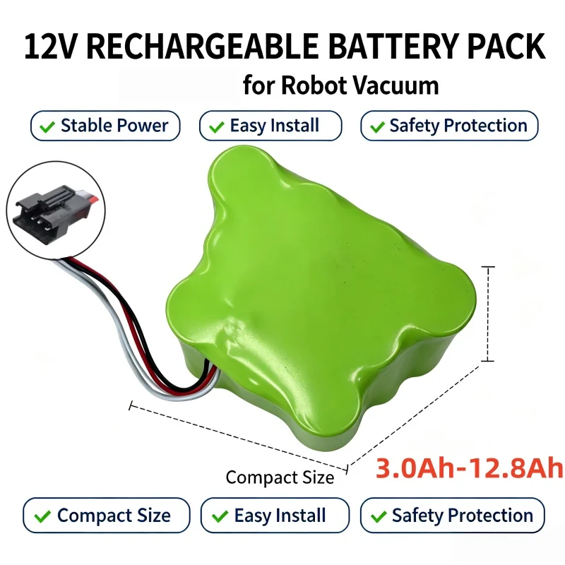 12V Rechargeable Battery Pack 3000mAh-12800mAh, Replacement Battery for ECOVACS 800 810 830 CEN82 Sweeping Robot Vacuum Cleaner