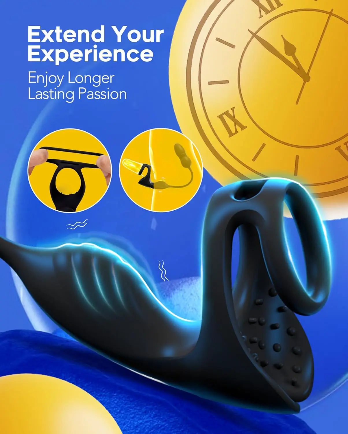 전립선 마사지기 진동 추진 - 플러그 플러그 앱 제어 8가지 진동 모드 P-포인트 장난감 진동 링 포함, 남성 쾌락 장난감