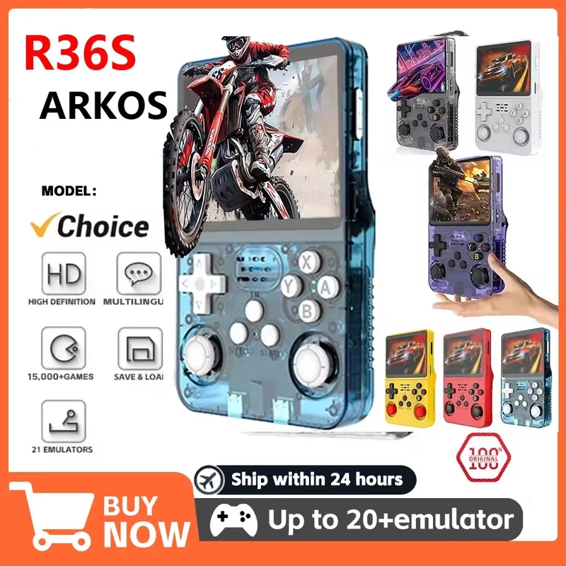 Console de jeu vidéo Portable rétro R36S, système Linux, IPS 3.5 pouces, plusieurs couleurs disponibles, écran, lecteur Portable, jeux 64 go