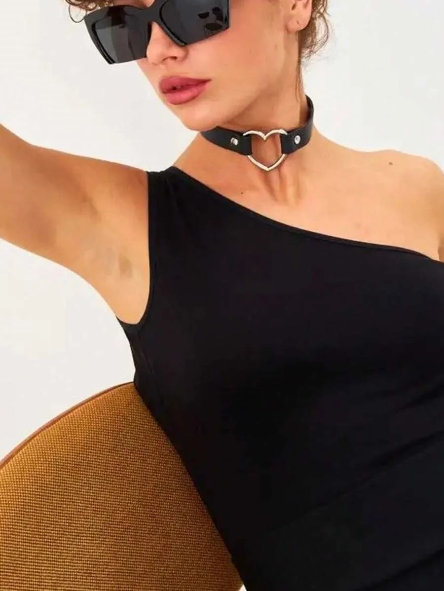 Персонализированное модное ожерелье из искусственной кожи в стиле панк, хип-хоп, готический персиковый воротник в форме сердца, трендовый кожаный воротник с сердечком любви