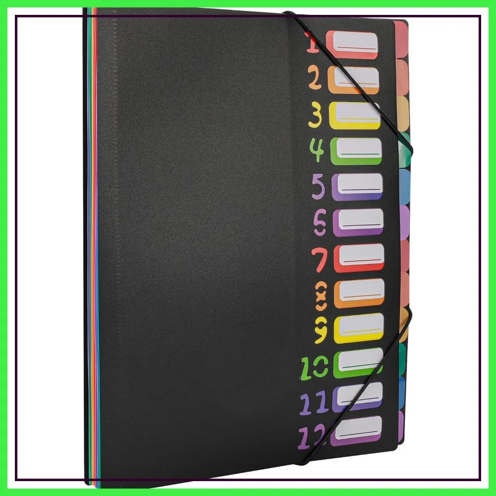 

24-Pocket A4 Letter Size Expanding File Folder, Water-Resistant Plastic Dividers, Durable Document Holder for Home Office School