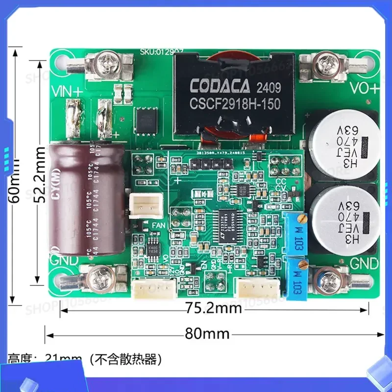 for High Voltage 140V Input DC-DC Step Down Power Supply Output 5V-55V 8A-15A Synchronous Rectifier Aluminum Substrate
