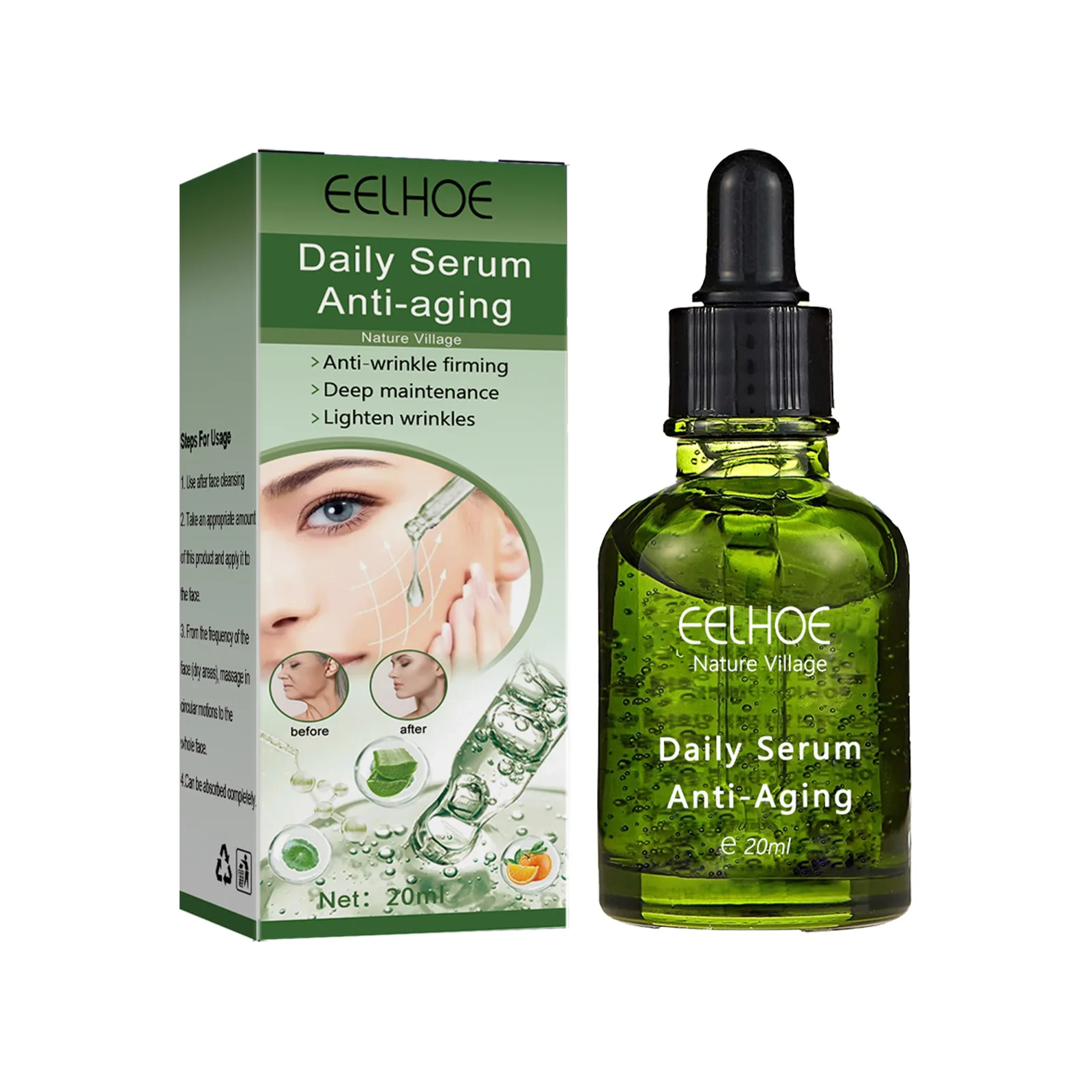 EELHOE Wrinkle Remover Serum Firming Lifting Fade Fine Lines Repair Dark Circle Anti-Aging Anti-Wrinkle Intensive Skin Care 20ml