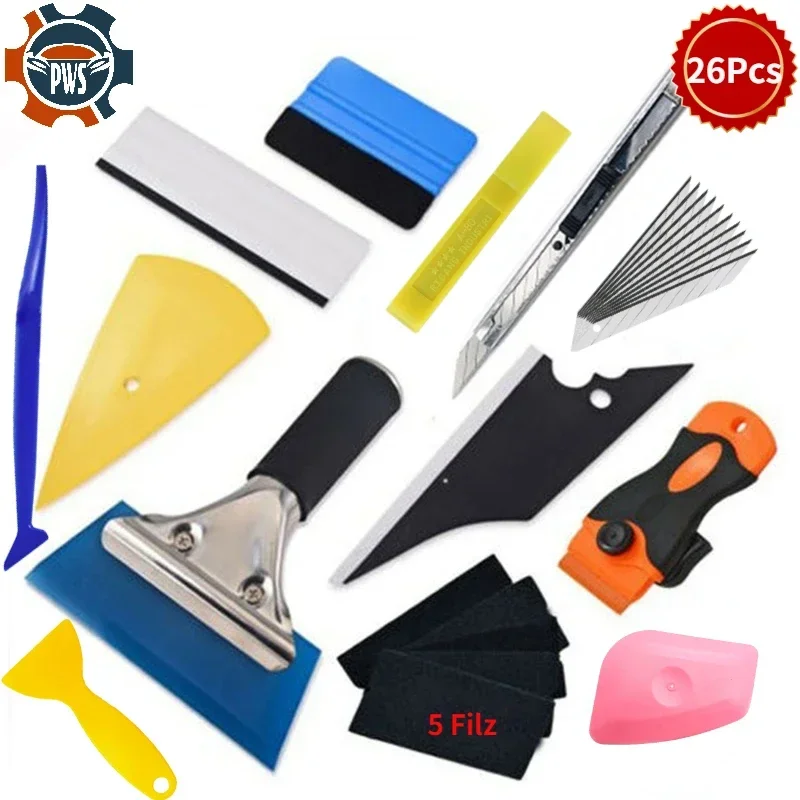 

New Vinyl Film Car Accessorie Tool Wrap Adhesive Carbon Installation Rubber Scraper Cut Knife Tint Kit Window Magnet Squeegee