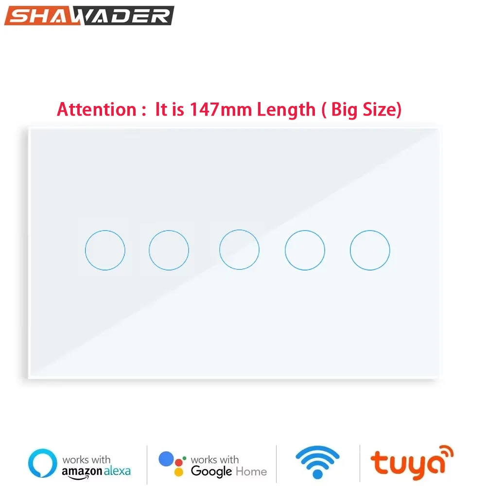 

Shawader Tuya WIFI умный настенный выключатель сенсорная стеклянная панель беспроводной преобразователь 4/5/6 банда пульт дистанционного управления от Alexa Google Home