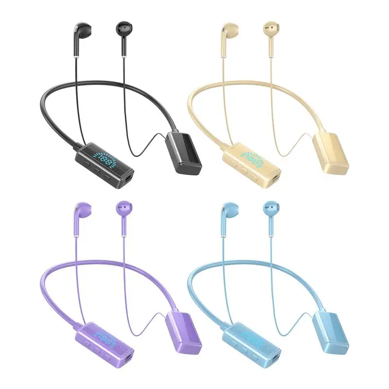 Behind Neck Earbuds LED Display Wireless Workout Earbuds Ergonomic Karaoke In-ear Monitor For Women Male Workplace Game Helper