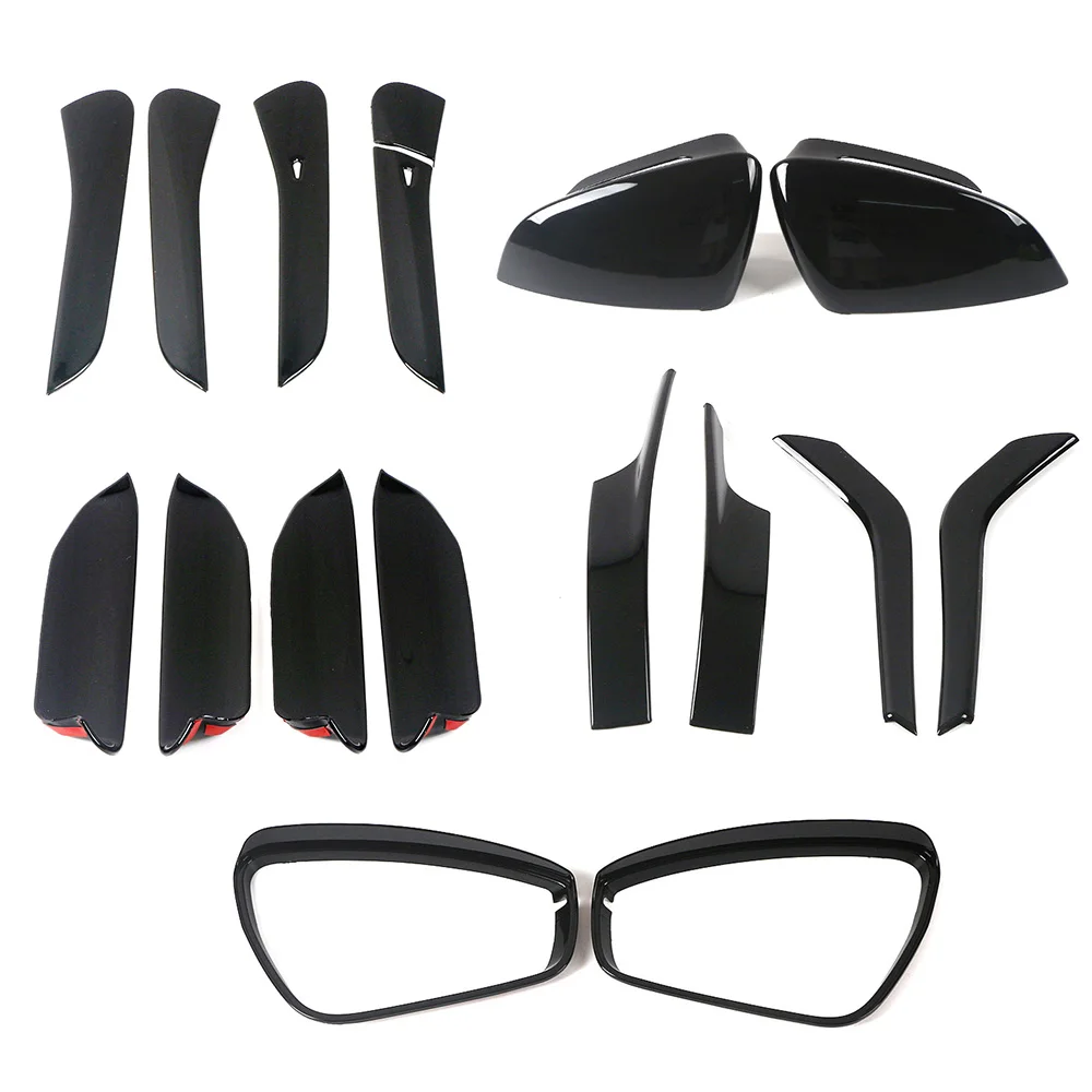 For Volkswagen VW ID.4 ID4 2021 2023 Car Exterior Door Handle Rearview Mirror Refit Glossy Black Sticker Anti Scratch