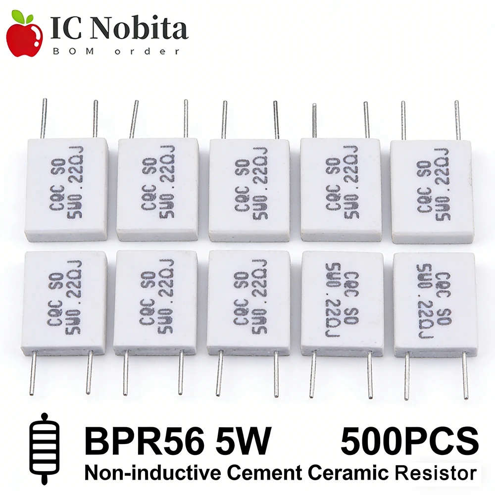 

500PCS BPR56 5W Non-inductive Cement Ceramic Resistor 0.01R 0.015R 0.022R 0.025R 0.033R 0.047R 0.05 0.1 0.2 0.5 1 2 4.7 100 Ohm