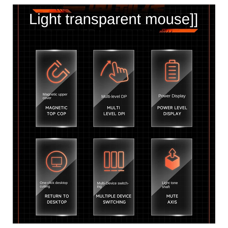 Bass Wireless Bluetooth Mouse 3-Mode Transparent Mouse 2.4G+Bluetooth5.0 For Laptop/Tablet