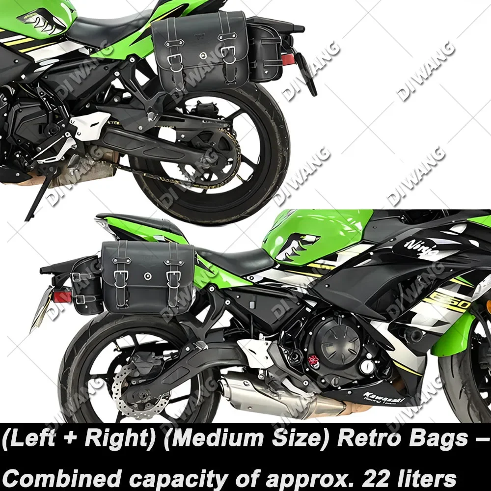 Motorcycle Vintage Side Saddlebags Waterproof Quick Release Helmet Bag Side Case For Kawasaki Ninja 650 EX650 Modified Parts