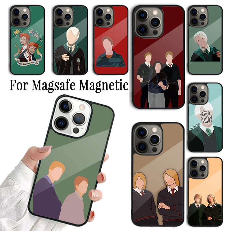 

Чехол для телефона Coque для iPhone 16, 15, 14, 13, 12, Mini 11 Pro Max Plus Magsafe, магнитный чехол с беспроводной зарядкой Фред и Джордж Уайсли