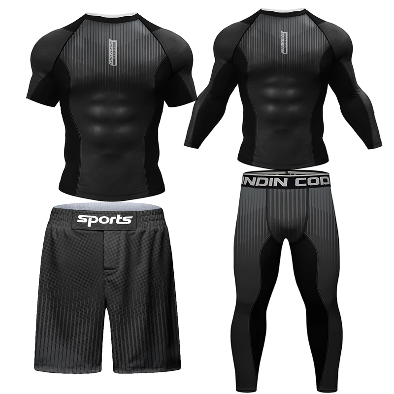 

Rash guard Jiu Jitsu MMA T-shirt+Pants Mma Compression Clothing Boxing Muay Thai Kickboxing Shirt Men Bjj GI Rashguard Sportsuit