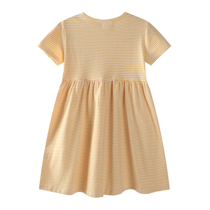Jumping Meters Top Selling New Cotton Duck Children's Dresses Striped Hot Kids Clothes Todder Girls Party Dresses Frocks